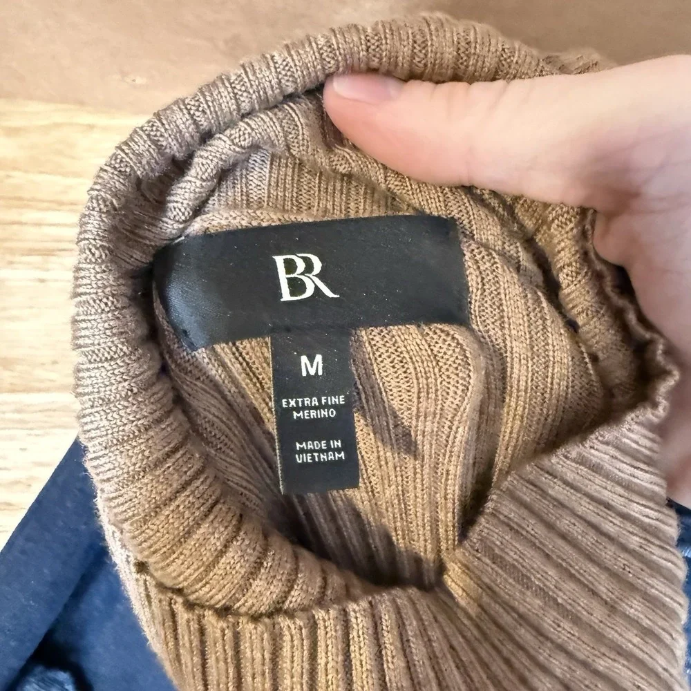 Banana repubublic salta merino turtleneck sweater mens medium brown ribbed